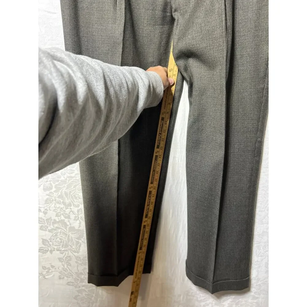 Chaps Ralph Lauren Suit 42T Brown Micro Check 100% Wool Jacket Pants 36x30